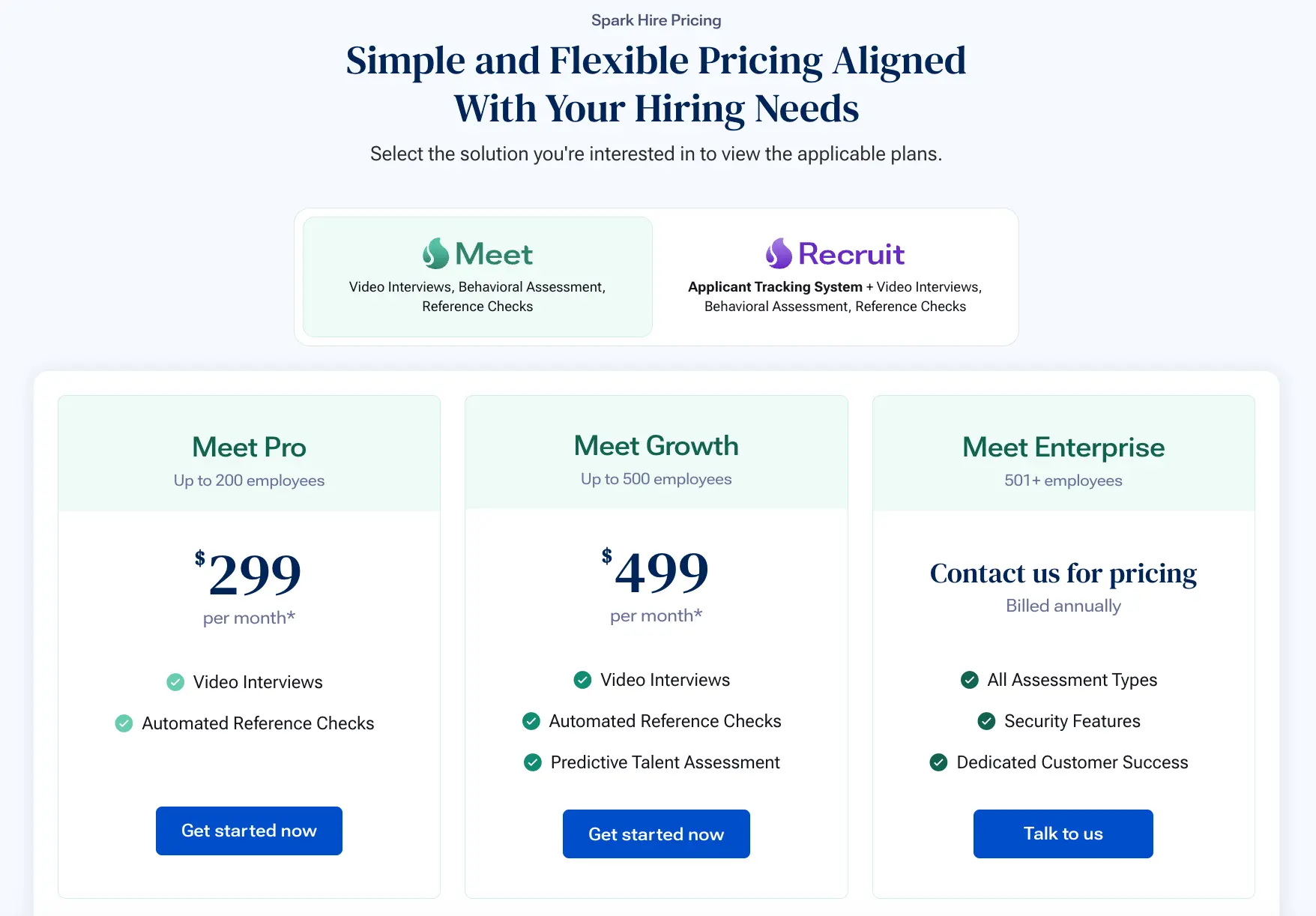SparkHire Pricing Plans