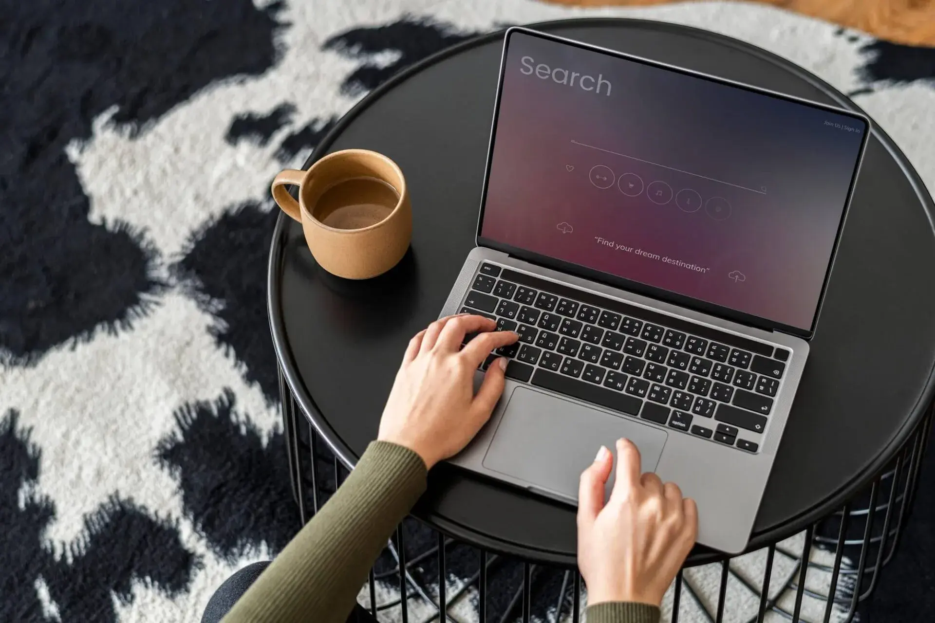 Illustration of woman working with laptop